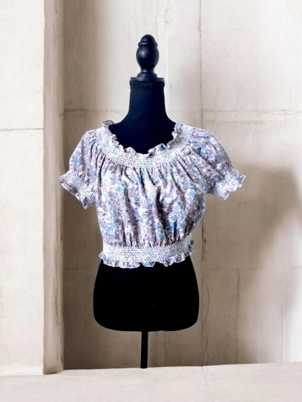 J. Crew Liberty Fabric Smocked Pastel Floral Ruffle Women's Top M